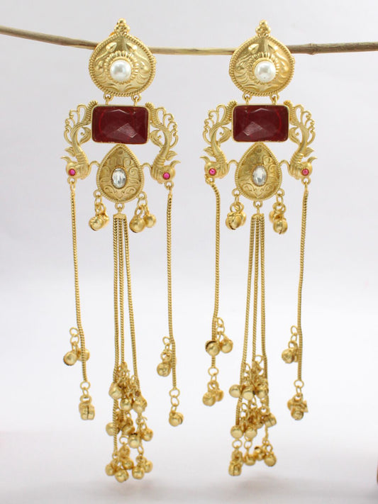 Ruby Kashmiri Jhumkas with Ghungroos