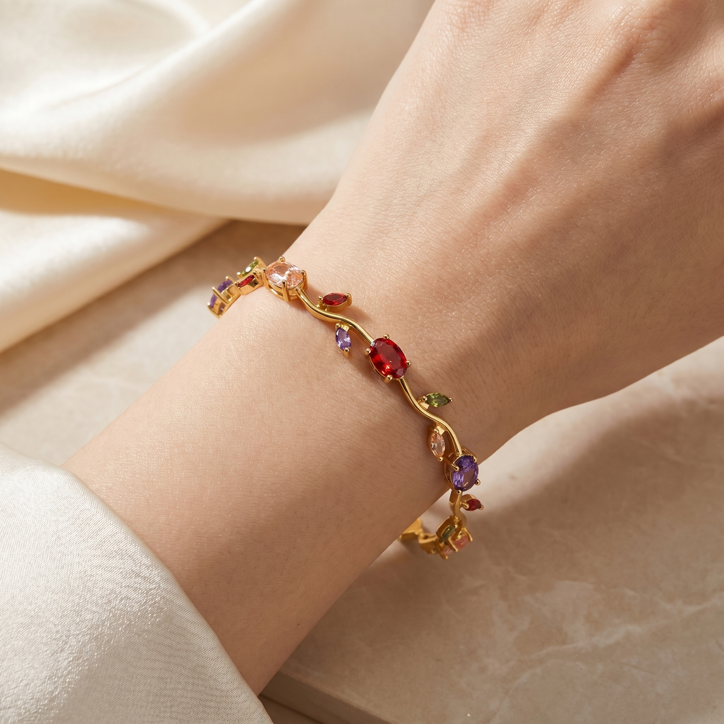 Ring Watch + Tulip Floral Bracelet Combo
