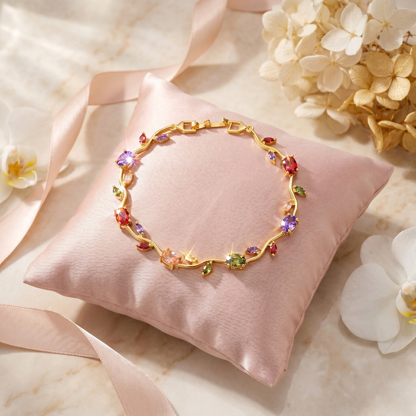 Ring Watch + Tulip Floral Bracelet Combo