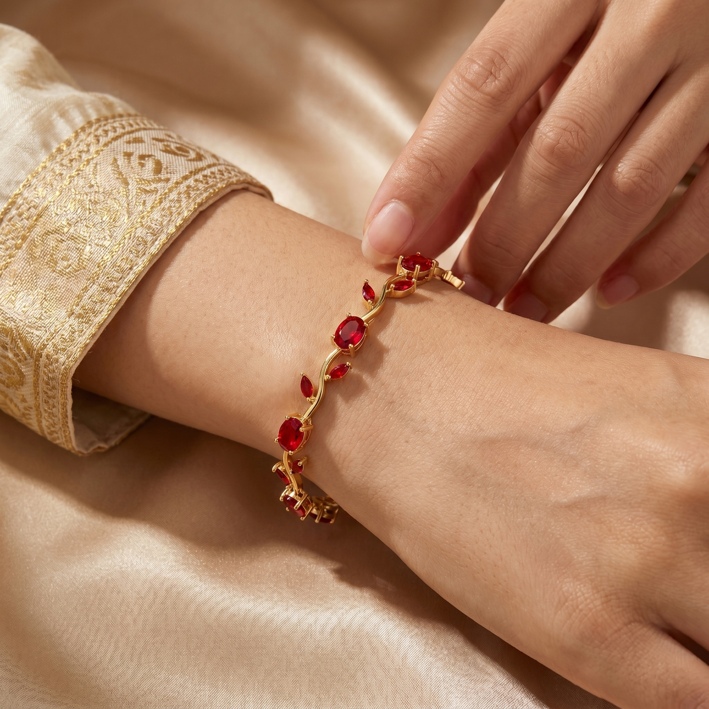 Ring Watch + Tulip Floral Bracelet Combo
