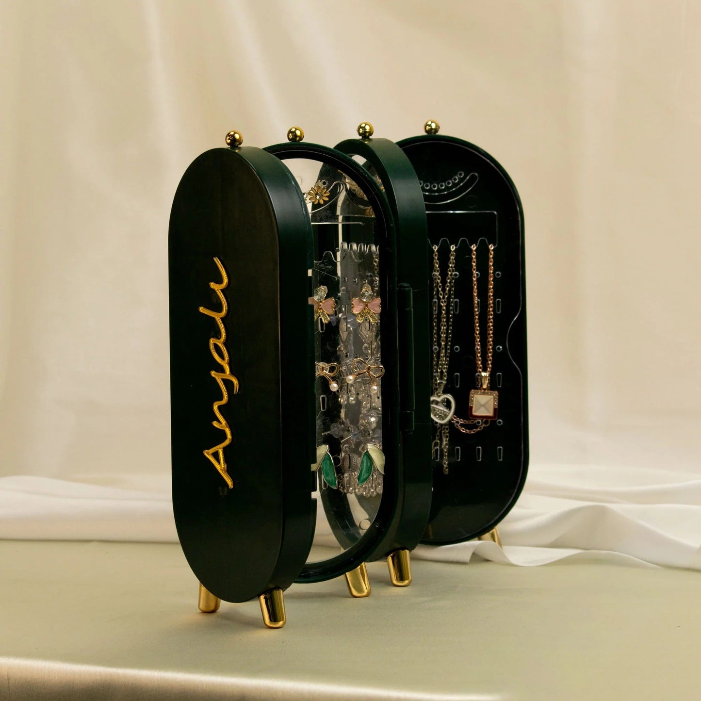 Viral 3-fold elegant Green Jewellery box -2